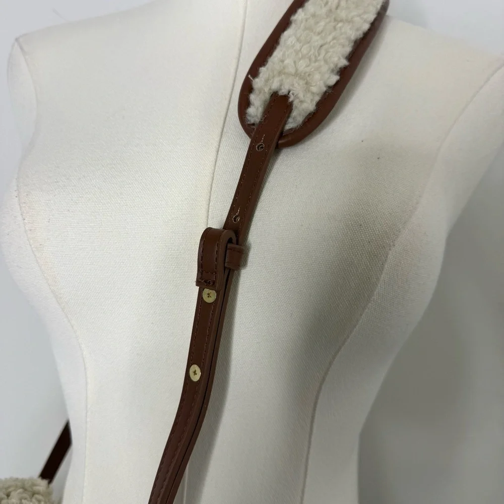 Aspen Sherpa Tote Bag Cross Body Cream Faux Shearling